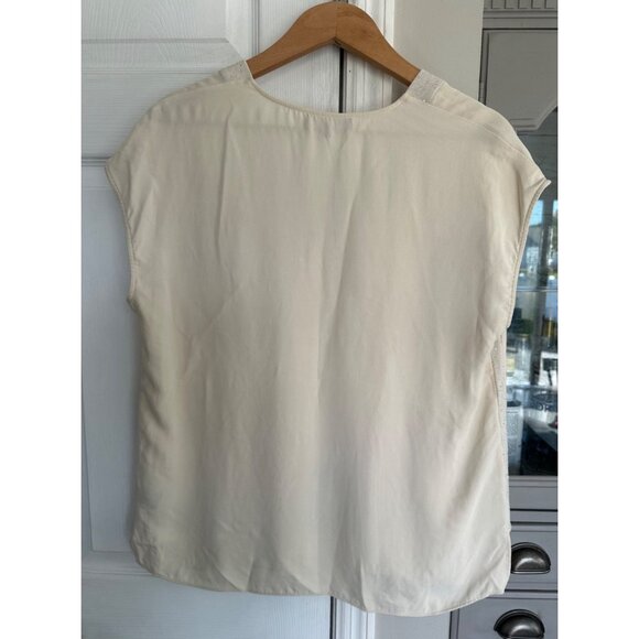 Lafayette 148 Women's LG Ivory Silk Blouse with Gold Sparkle Neckline - Picture 5 of 7